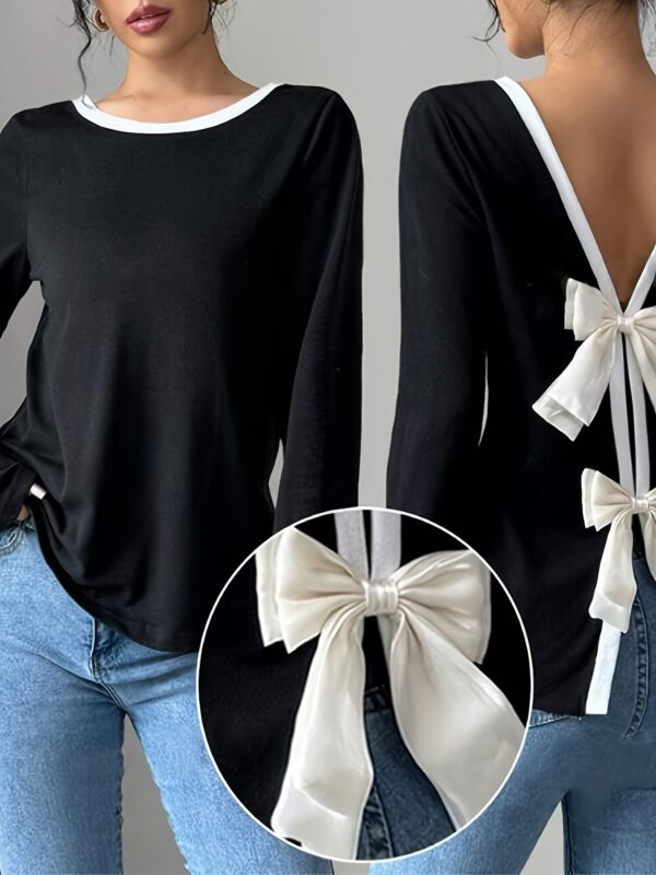 Women's Trendy Round Neck Two-Piece Illusionknit T-Shirt Full Sleeve Base Layer Top Crew Neck Design - Image 8