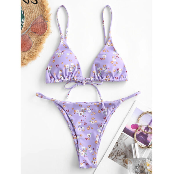 Summer Flowers Print Bikini Sexy Beach Swimming Suit Fashion Push Up Swimsuit Womens Clothing - Image 2