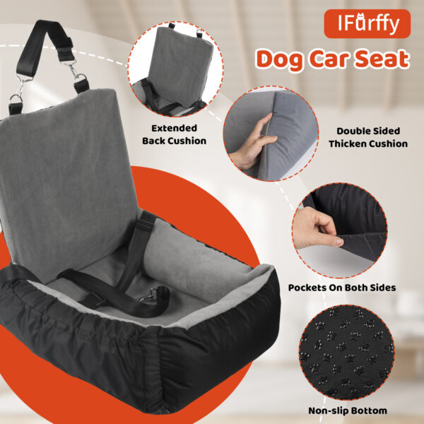 Dog Car Seat, Pet Car Seat With Storage Bag And Clip-On Safety Leash, Washable Coral Fleece Dog Booster Seat For Small Medium Dogs, Small Dog Car Seat For Travel Dog Car Bed - Image 4