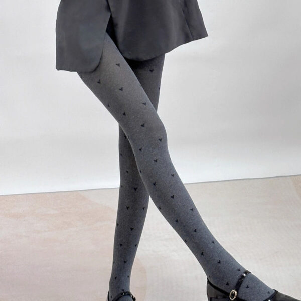 Pantyhose Hearts Polka Dot Jacquard Gray Stockings - Image 3