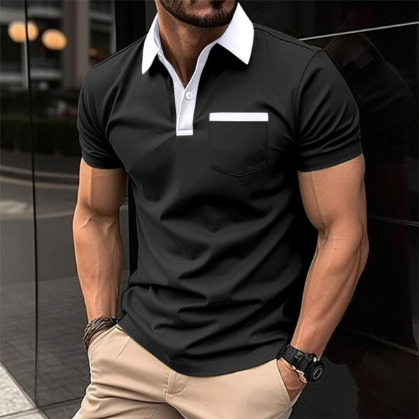 Lapel Fashion Slim Pocket Short-sleeved T-shirt Polo Shirt Men Clothing - Image 5