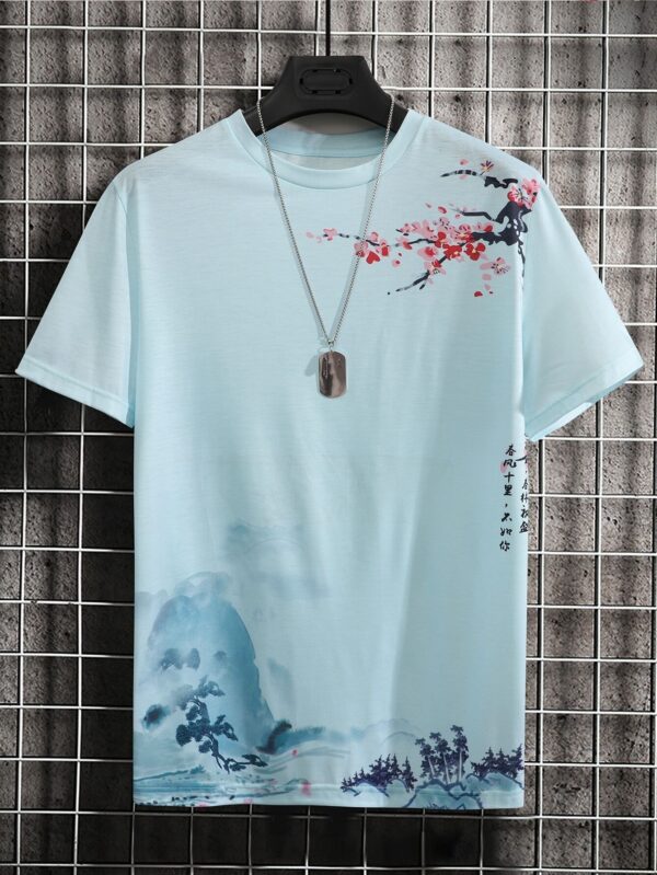 Men's Round Neck Cotton Short-sleeved T-shirt Digital Creative Printing - Image 5