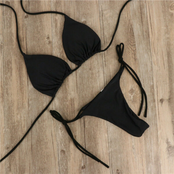 Halter Neck Tie Bikini Ladies Split Tie Swimsuit - Image 3