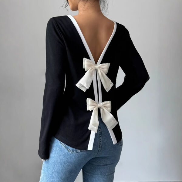 Women's Trendy Round Neck Two-Piece Illusionknit T-Shirt Full Sleeve Base Layer Top Crew Neck Design - Image 3