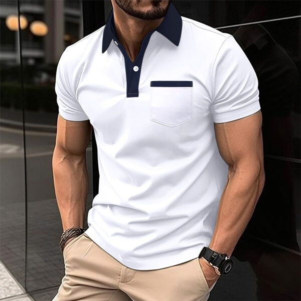 Lapel Fashion Slim Pocket Short-sleeved T-shirt Polo Shirt Men Clothing - Image 10