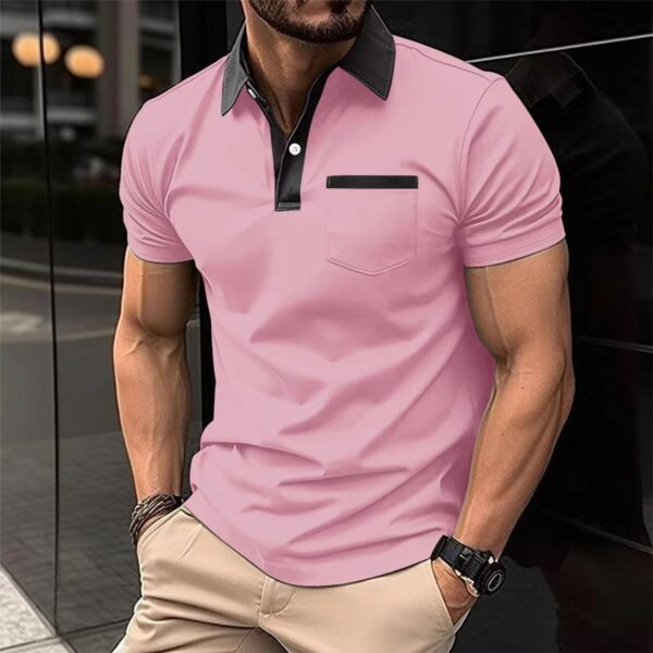Lapel Fashion Slim Pocket Short-sleeved T-shirt Polo Shirt Men Clothing - Image 9