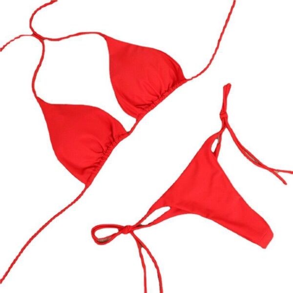 Halter Neck Tie Bikini Ladies Split Tie Swimsuit - Image 7