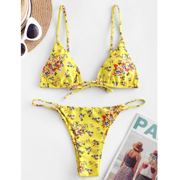 Summer Flowers Print Bikini Sexy Beach Swimming Suit Fashion Push Up Swimsuit Womens Clothing - Image 6
