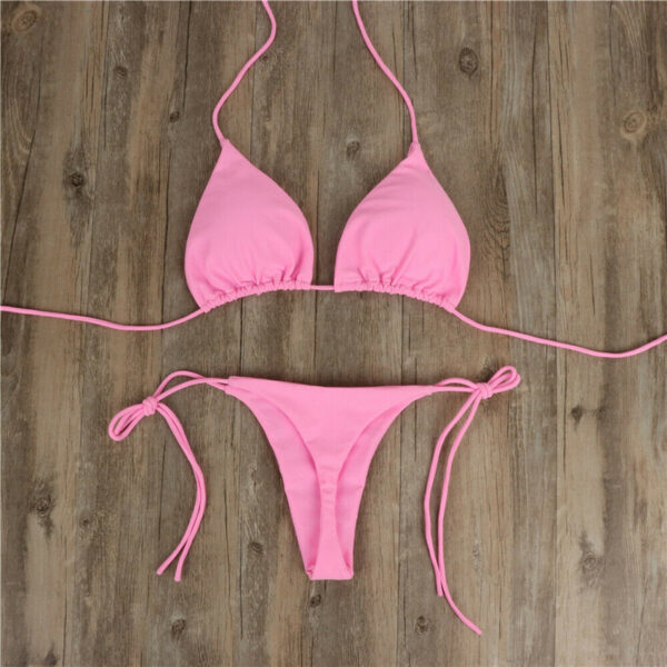 Halter Neck Tie Bikini Ladies Split Tie Swimsuit - Image 6