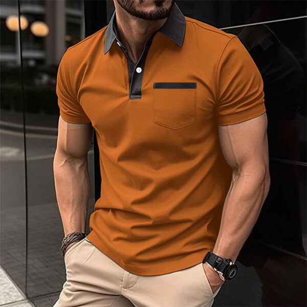 Lapel Fashion Slim Pocket Short-sleeved T-shirt Polo Shirt Men Clothing - Image 2