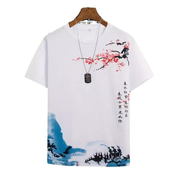 Men's Round Neck Cotton Short-sleeved T-shirt Digital Creative Printing - Image 6