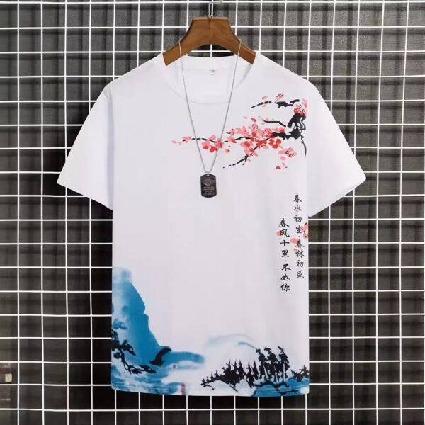 Men's Round Neck Cotton Short-sleeved T-shirt Digital Creative Printing - Image 4