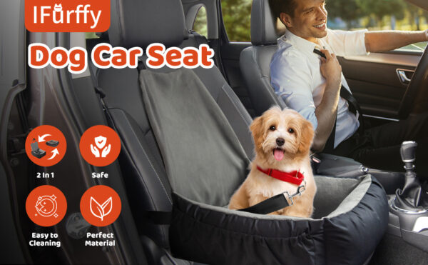 Dog Car Seat, Pet Car Seat With Storage Bag And Clip-On Safety Leash, Washable Coral Fleece Dog Booster Seat For Small Medium Dogs, Small Dog Car Seat For Travel Dog Car Bed - Image 7