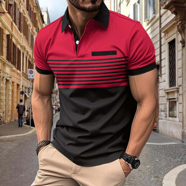 Casual Striped Shirt With Chest Pocket Men Clothing - Image 2