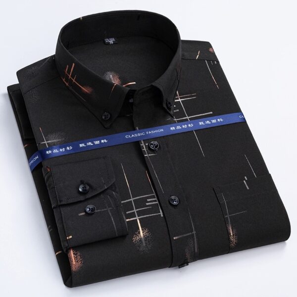 Middle-aged And Elderly Men's Non-ironing Anti-wrinkle Shirt Casual Bronzing Plaid Shirt - Image 10