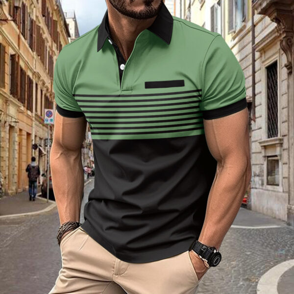 Casual Striped Shirt With Chest Pocket Men Clothing - Image 3