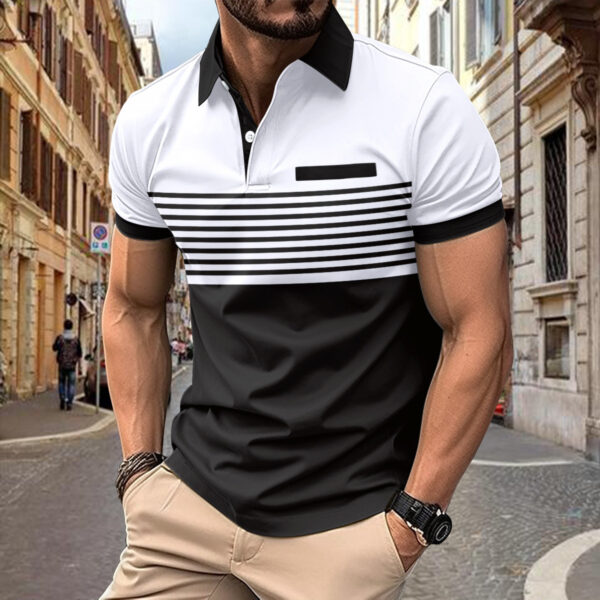 Casual Striped Shirt With Chest Pocket Men Clothing - Image 9