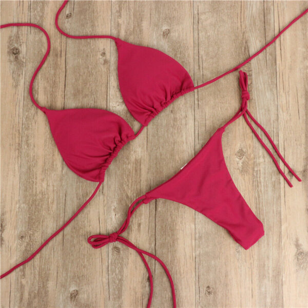 Halter Neck Tie Bikini Ladies Split Tie Swimsuit - Image 5