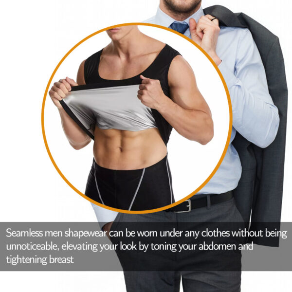 Fitness Corset Men's Shapewear Heat Trapping Shirt Sweat Body Shaper Vest Bodysuit - Image 3