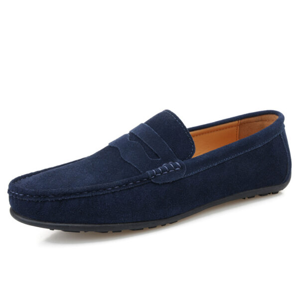 Men's Solid Color Suede British Flat Casual Shoes - Image 5