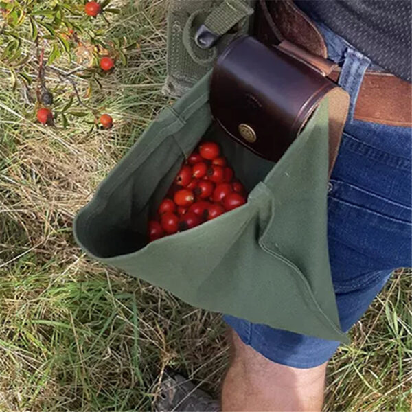 Leather Foraging Bag Mushroom Foraging Bag Canvas Foraging Pouch Collapsible For Hiking Camping Hunting Foraging Bag - Image 4