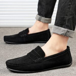 Men's Solid Color Suede British Flat Casual Shoes