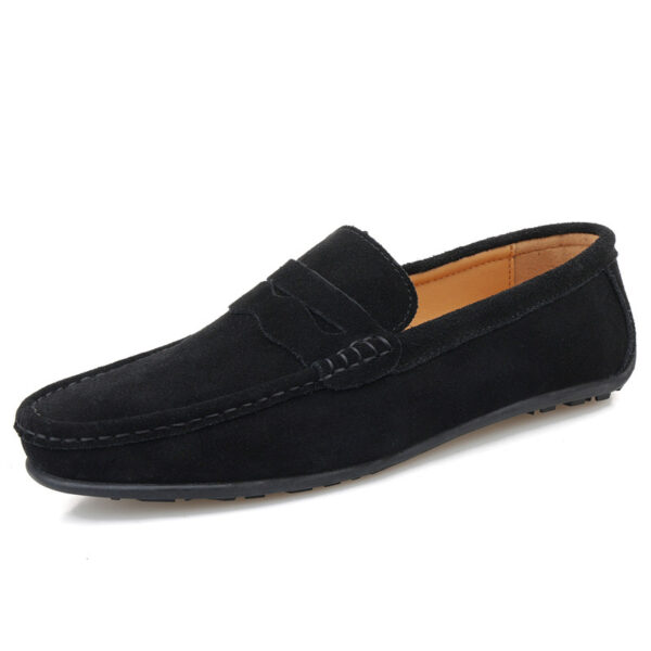 Men's Solid Color Suede British Flat Casual Shoes - Image 3
