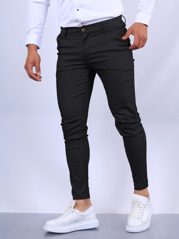 Men's Slim Button Trousers Fashion Solid Office Versatile Long Pencil Pants - Image 8