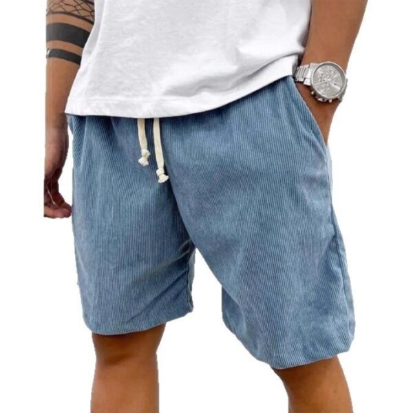 Men's Corduroy Shorts With Drawstring Fashion Casual Pockets Pants Summer - Image 8