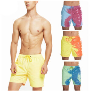 Magical Change Color Beach Shorts Summer Men Trunks Swimwear Quick Dry bathing