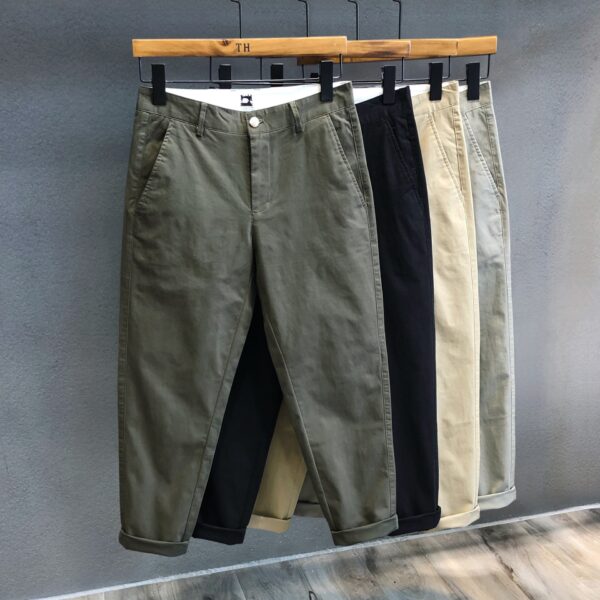 Men's Cropped Cotton Casual Pants - Image 3