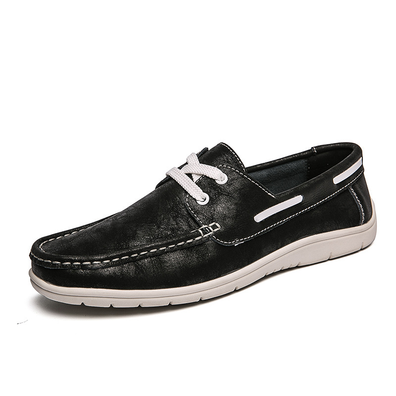 Men's Versatile Low Cut Frosted Cowhide Single Shoes - Image 3